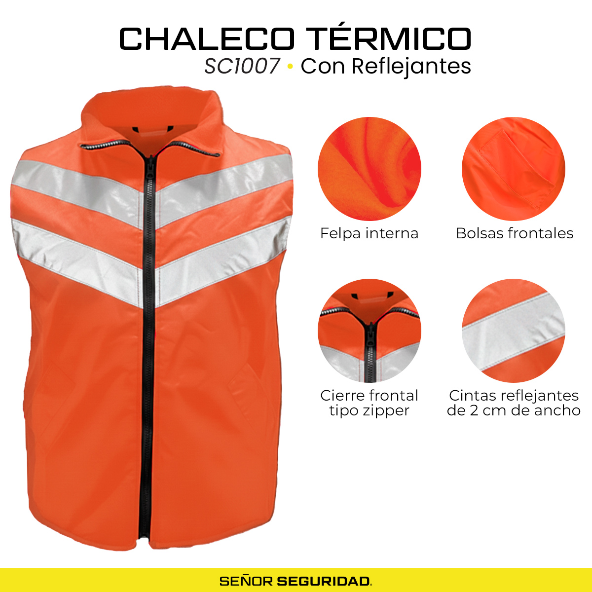 Chaleco Térmico con Reflejantes en V – Alta Visibilidad - Imagen 2